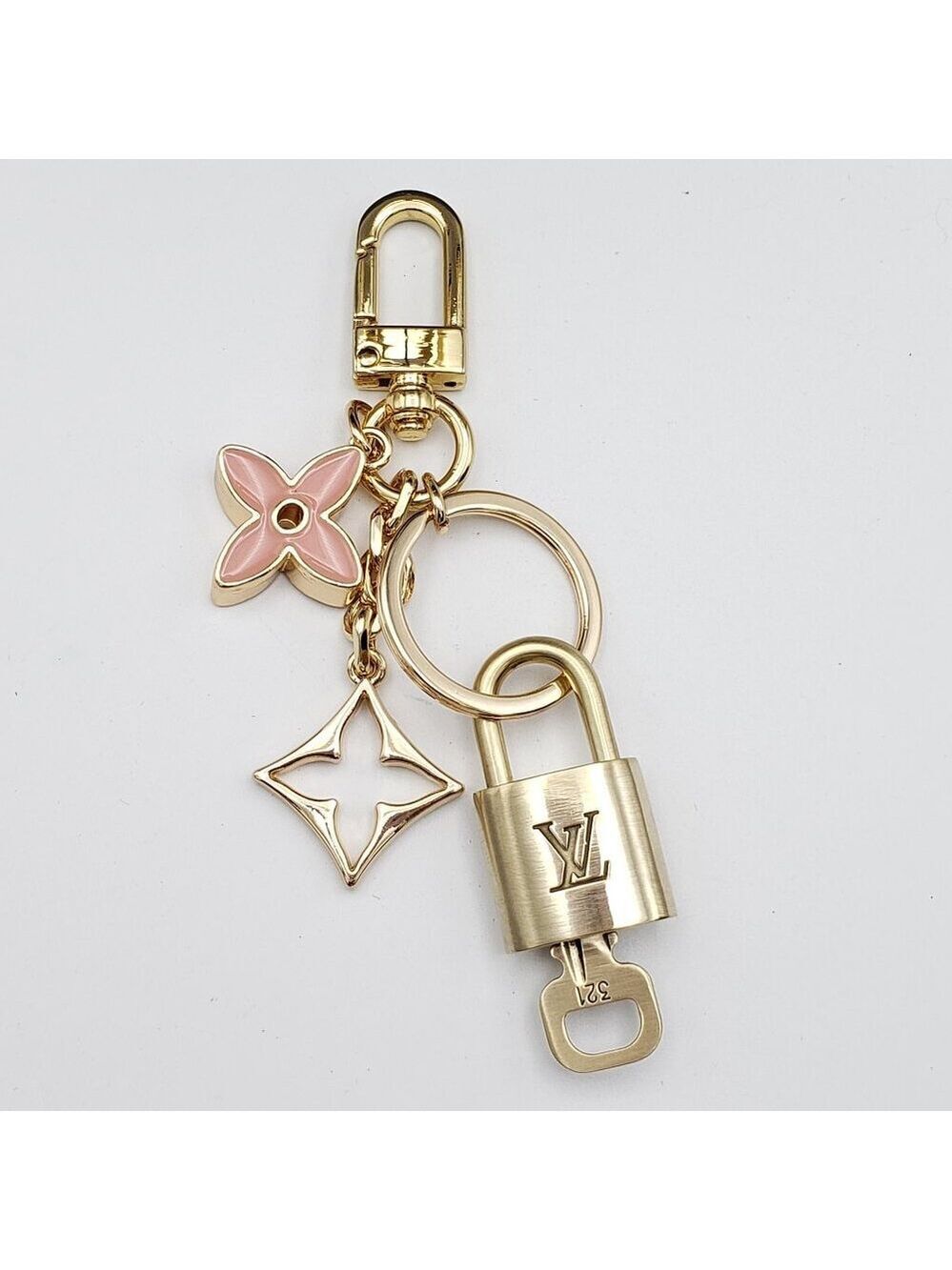 Authentic Louis Vuitton Lock & Key with Unbranded Flower Charm, Keychain